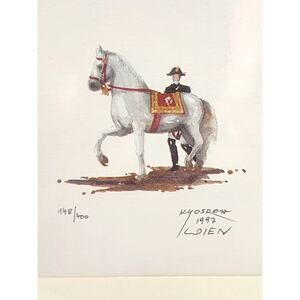 ORIGINAL WATERCOLOR PICTURE-Dr. Khosrow Salehi-Military-Equestrian Military